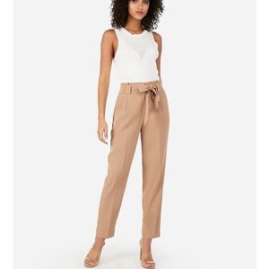 High Waisted Paperbag Ankle Pant
